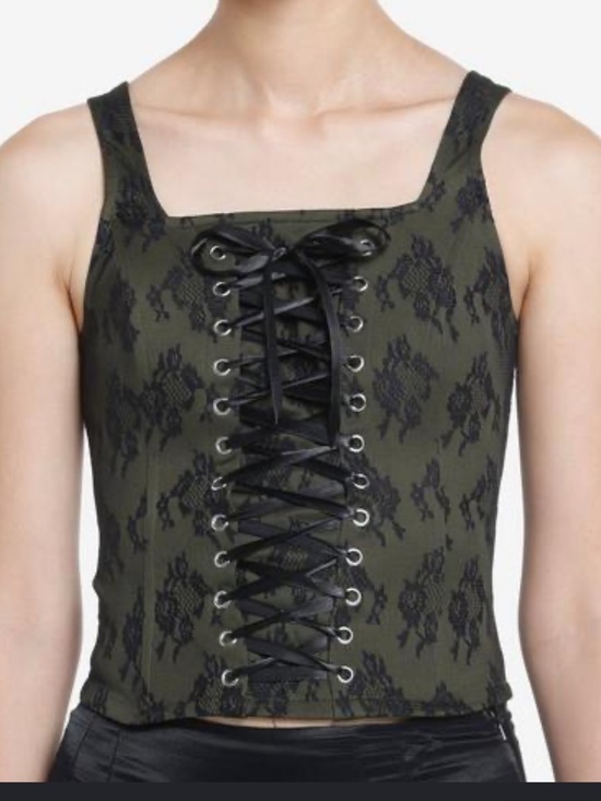 Thorn & Fable Tops - Thorn & Fable by Hot Topic Green & Black Lace
Corset Top size Small